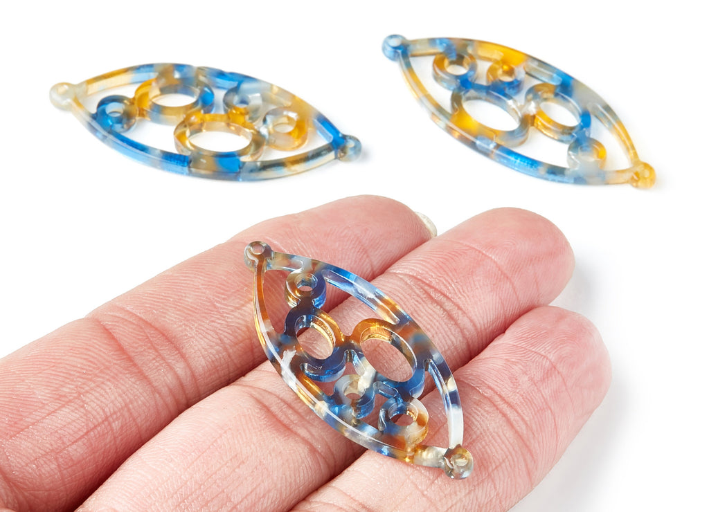 Acetate Leaf Earring Charms - Leaf Shaped Pendant - Earring Findings - Jewelry Supplies - 43.78x18x2.84mm - AC1372N - DOMEDBAZAAR