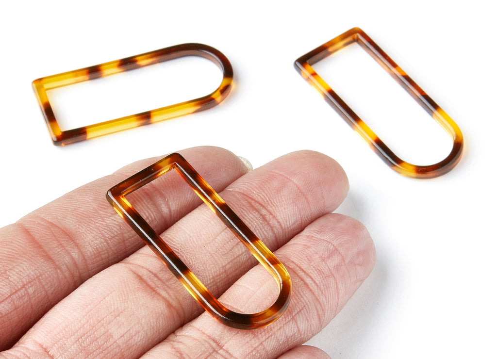 Acetate Acrylic Charms - Tortoise Shell Earrings - Geometric Pendant - Jewelry Making Supplies - Color Code: A05 - 41.5x17.7x2.7mm - AC1362G - DOMEDBAZAAR