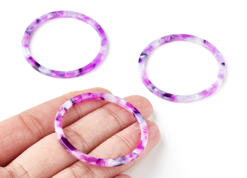 Acetate Hoop Earring Charms - Circle Shaped Pendant - Earring Findings - Jewelry Supplies - Color Code: A224 - 44.3x44.3x2.7mm - AC1126J - DOMEDBAZAAR