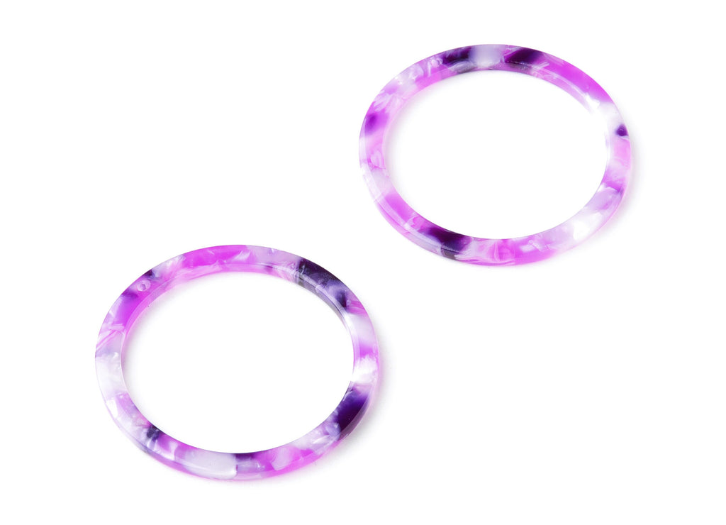 Acetate Hoop Earring Charms - Circle Shaped Pendant - Earring Findings - Jewelry Supplies - Color Code: A224 - 37.2x37.2x2.63mm - AC1120J - DOMEDBAZAAR