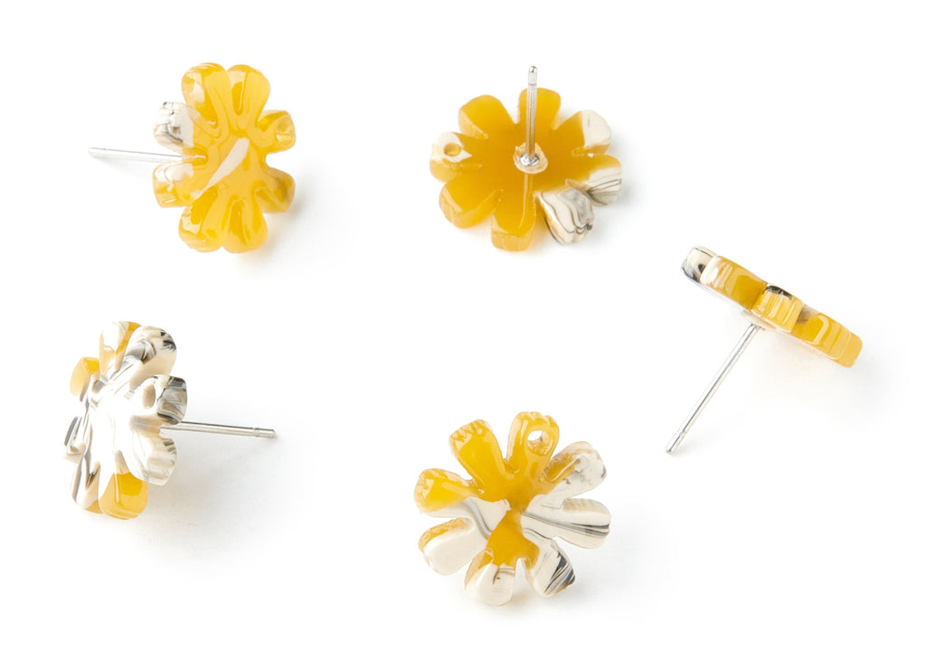 Acetate Flower Earring Post - Flower Earring Stud - Earring Post - Jewelry Supplies - Color Code:A14 - 14.48x14.04x2.65mm - AC1335D - DOMEDBAZAAR