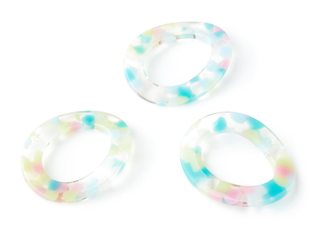 Acetate Oval Earring Charms - Acrylic Oval Pendant - Earring Findings - Jewelry Supplies - Color Code: A222 - 35.87x29.29x2.7mm - AC1248A - DOMEDBAZAAR