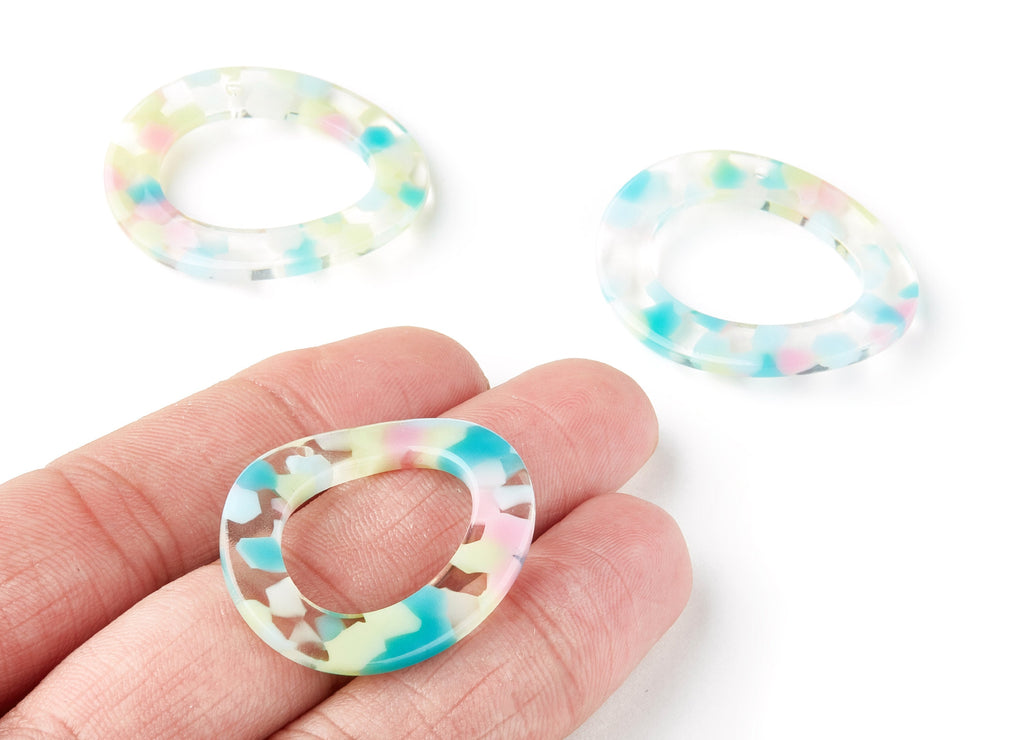 Acetate Oval Earring Charms - Acrylic Oval Pendant - Earring Findings - Jewelry Supplies - Color Code: A222 - 35.87x29.29x2.7mm - AC1248A - DOMEDBAZAAR