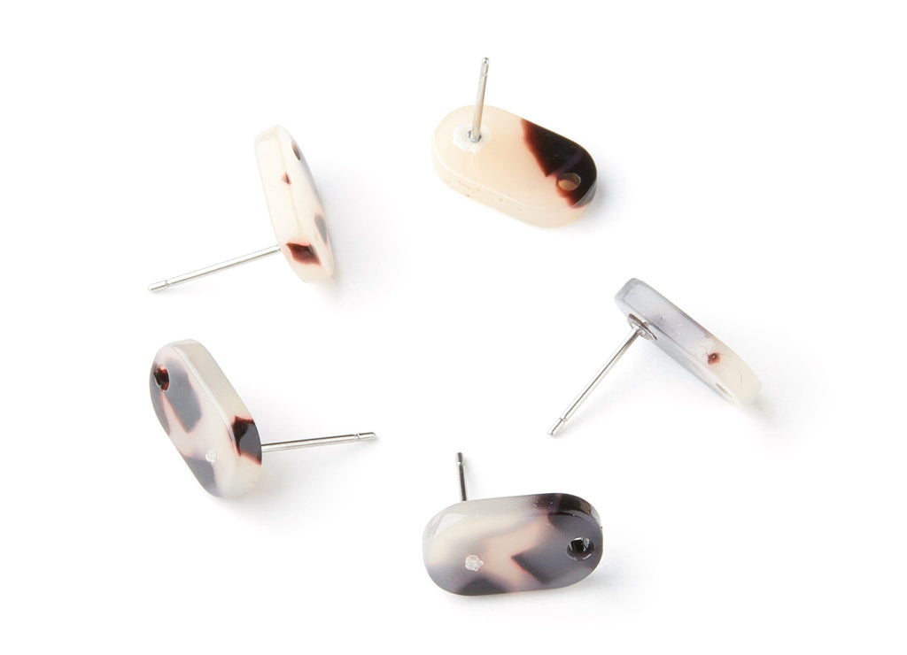 Acetate Acrylic Earring Charms - Blonde Tortoise Shell Stud Earrings - Oval Shaped - 1 Hole - Color Code:A06 - 14.1x8.2x2.6mm - AC1279A - DOMEDBAZAAR