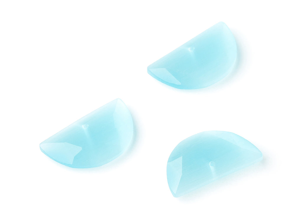 Faceted Glass Stone Earring Charms - Glass Pendants - Semicircle Shaped - 1 Hole - Jewelry Supplies - 24x14x3.7mm - GS1005B - DOMEDBAZAAR
