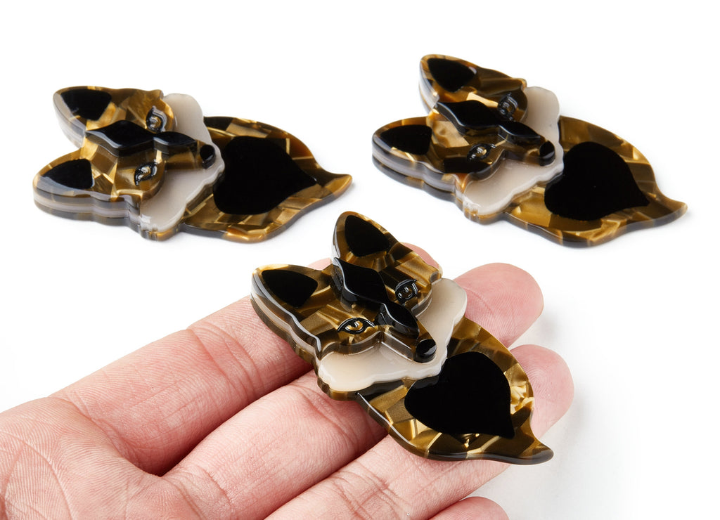 Cellulose Acetate Brooch - Acrylic Celluloid Acetate Charm - Fox Shaped Pendant - Very Nice Charms - 60x34.2x11mm - AC1413 - DOMEDBAZAAR