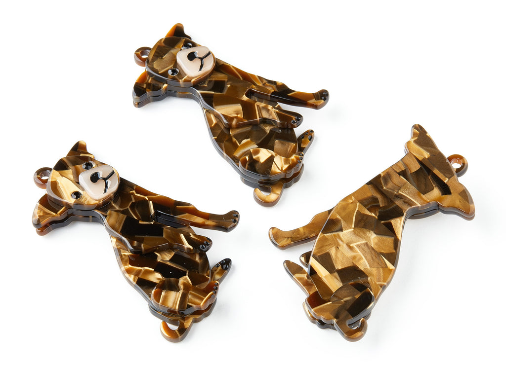 Acrylic Celluloid Acetate Charm - Dog Shaped Keychain Pendant - Very Nice KeyChain Charms - 67.4x43x10.9mm - AC1404 - DOMEDBAZAAR