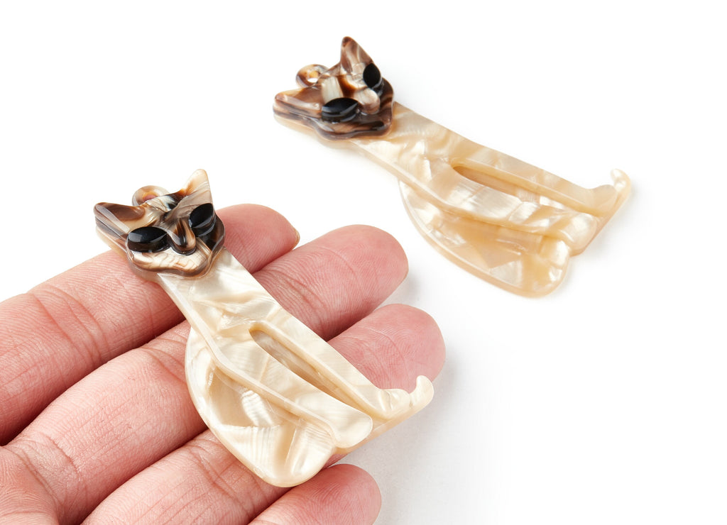 Acrylic Celluloid Acetate Charm - Cat Shaped Keychain Pendant - Very Nice KeyChain Charms - 61x35x7.6mm - AC1405 - DOMEDBAZAAR