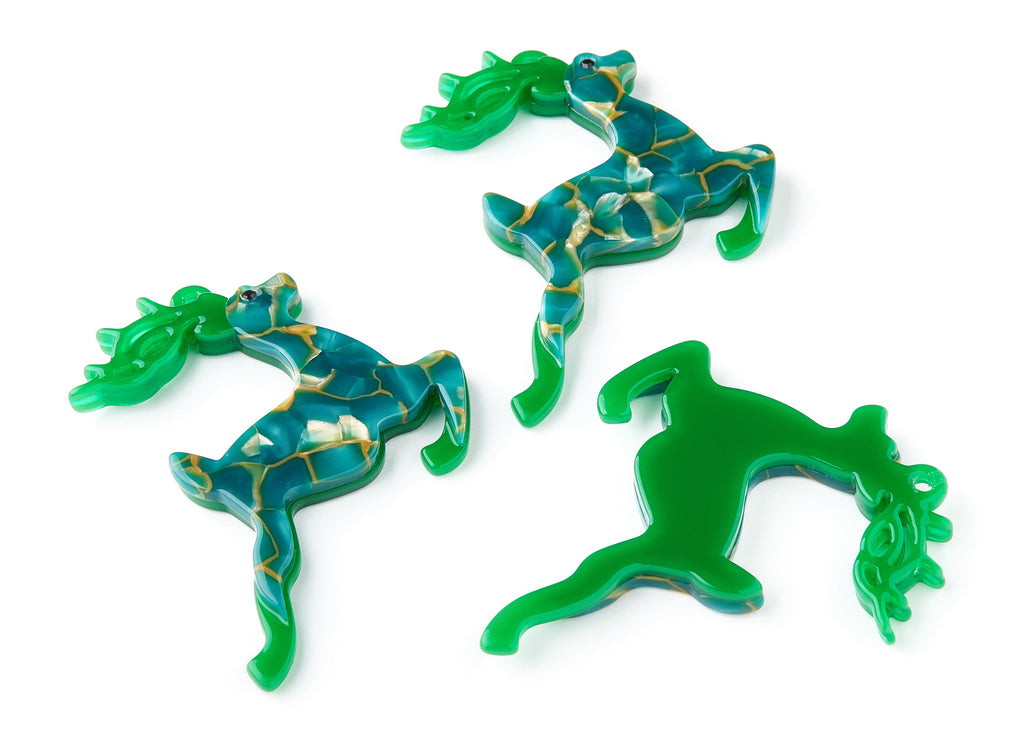 Acrylic Celluloid Acetate Charm - Deer Shaped Keychain Pendant - Very Nice KeyChain Charms -64x55x5.6mm - AC1412 - DOMEDBAZAAR