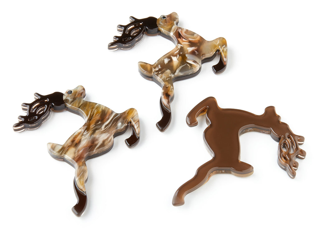Cellulose Acetate Brooch - Acrylic Celluloid Acetate Charm - Deer Shaped Pendant - Very Nice Charms -64x55x5.6mm - AC1407 - DOMEDBAZAAR