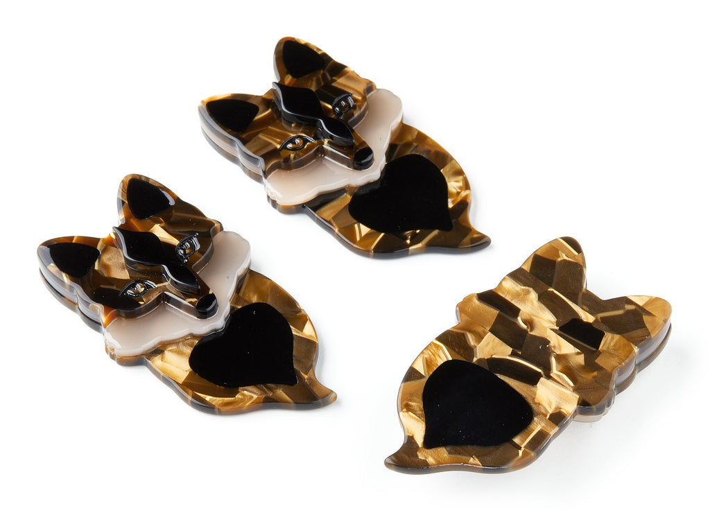 Cellulose Acetate Brooch - Acrylic Celluloid Acetate Charm - Fox Shaped Pendant - Very Nice Charms - 60x34.2x11mm - AC1413 - DOMEDBAZAAR