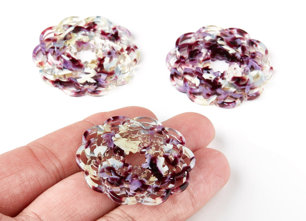 Acetate Flower Charms - Flower Earring and Pendant - Earring Findings - Jewelry Supply - Color Code: A211 - 39.98x39.98x2.69mm - AC1504-A211 - DOMEDBAZAAR