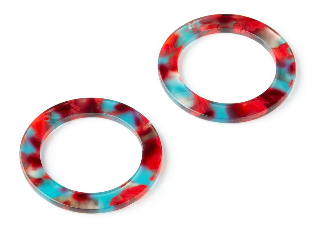 Acetate Hoop Earring Charms - Circle Pendant - Earring Findings - Jewelry Supplies - Color Code: A185 - 36.59x36.59x2.58mm - AC1484-A185 - DOMEDBAZAAR