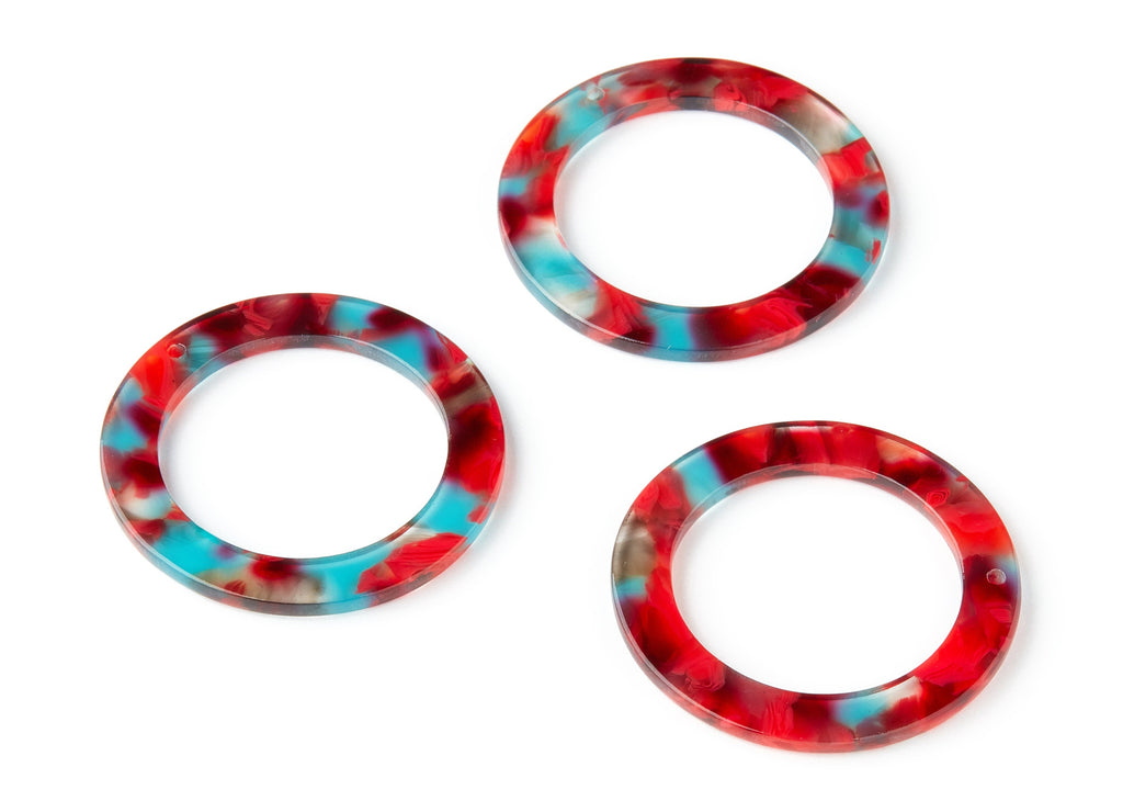 Acetate Hoop Earring Charms - Circle Pendant - Earring Findings - Jewelry Supplies - Color Code: A185 - 36.59x36.59x2.58mm - AC1484-A185 - DOMEDBAZAAR