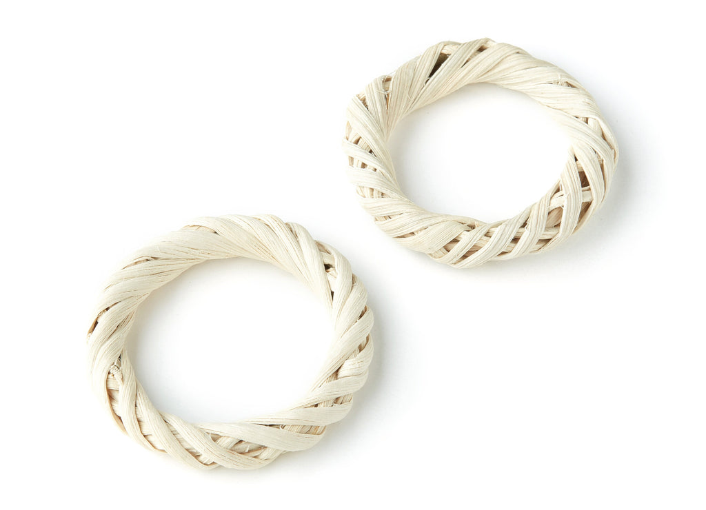 Handwoven Rattan Earrings - Circle Shape Rattan Pendant - Wooden Straw Earring - Jewelery Handmade - 52.4x52.4mm - RT1143 - DOMEDBAZAAR