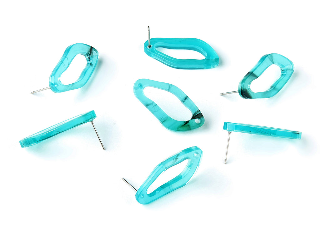 Acetate Oval Earring Stud - Oval Earring Post and Stud - Earring Findings - Jewelry Supplys - Color Code: A220 - 29.1x14.2x3mm - AC1528-A220 - DOMEDBAZAAR