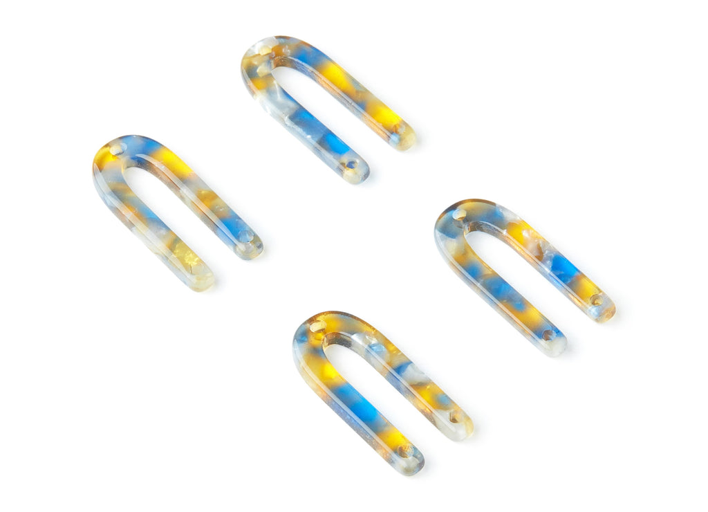 Acetate U Earring Charms - Acrylic U Pendant - 3 Holes - Earring Findings - Jewelry Supplies - Color Code: A40 - 25.65x11.6x2.54mm - AC1377V - DOMEDBAZAAR