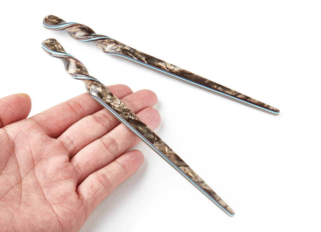 Acrylic Hair Stick Charms - Acrylic Celluloid Acetate - 1 Hole - Stick Shaped Hair Pin  - 18.5x12x4.84mm - AC1401A - DOMEDBAZAAR