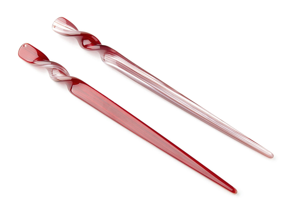 Acrylic Hair Stick Charms - Acrylic Celluloid Acetate - 1 Hole - Stick Shaped Hair Pin  - 18.5x12x4.25mm - AC1401B - DOMEDBAZAAR