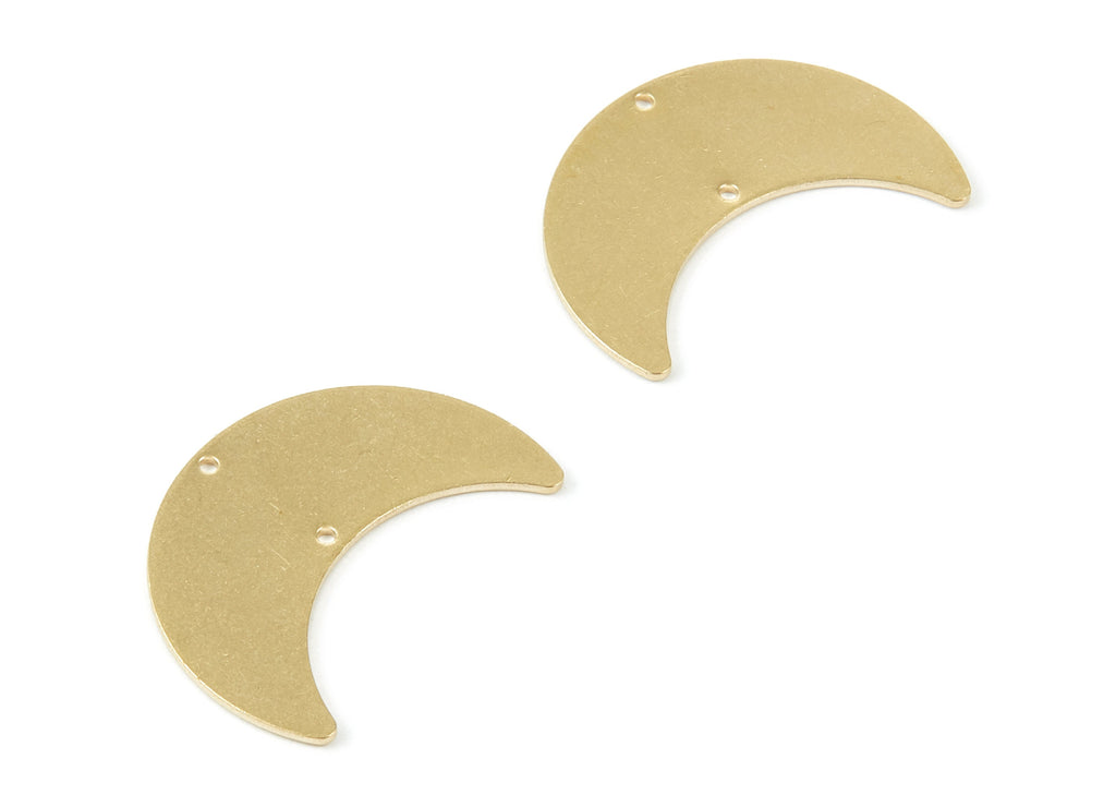 Personalized stamping blank - Brass Moon Charms - Moon Shaped Raw Brass Connector with 2 Holes - Jewellery Supplies - 28x19x0.78mm - PP1780 - DOMEDBAZAAR