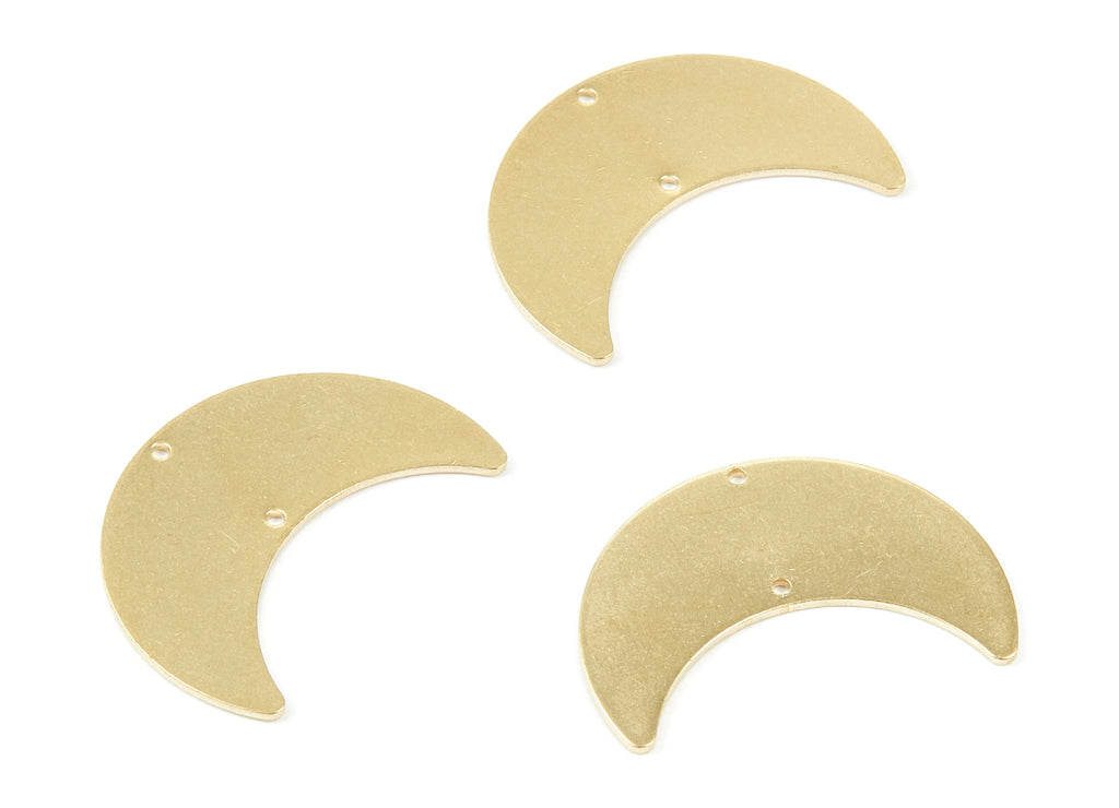 Personalized stamping blank - Brass Moon Charms - Moon Shaped Raw Brass Connector with 2 Holes - Jewellery Supplies - 28x19x0.78mm - PP1780 - DOMEDBAZAAR