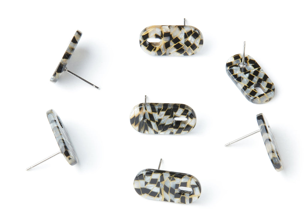 Acrylic Earring Post Charms - Stud Earring Charms - Tortoise Shell Earrings - Oval Earrings - Color Code: A239 - 19.48x9.67x2mm - AC1384F - DOMEDBAZAAR