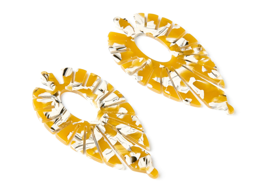 Acetate Leaf Earring Charms - Leaf Shaped Pendant - Earring Findings - Jewelry Supplies - Color Code: A14 - 77.42x37.25x2.61mm - AC1395B - DOMEDBAZAAR