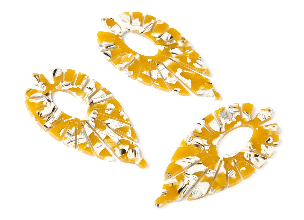 Acetate Leaf Earring Charms - Leaf Shaped Pendant - Earring Findings - Jewelry Supplies - Color Code: A14 - 77.42x37.25x2.61mm - AC1395B - DOMEDBAZAAR