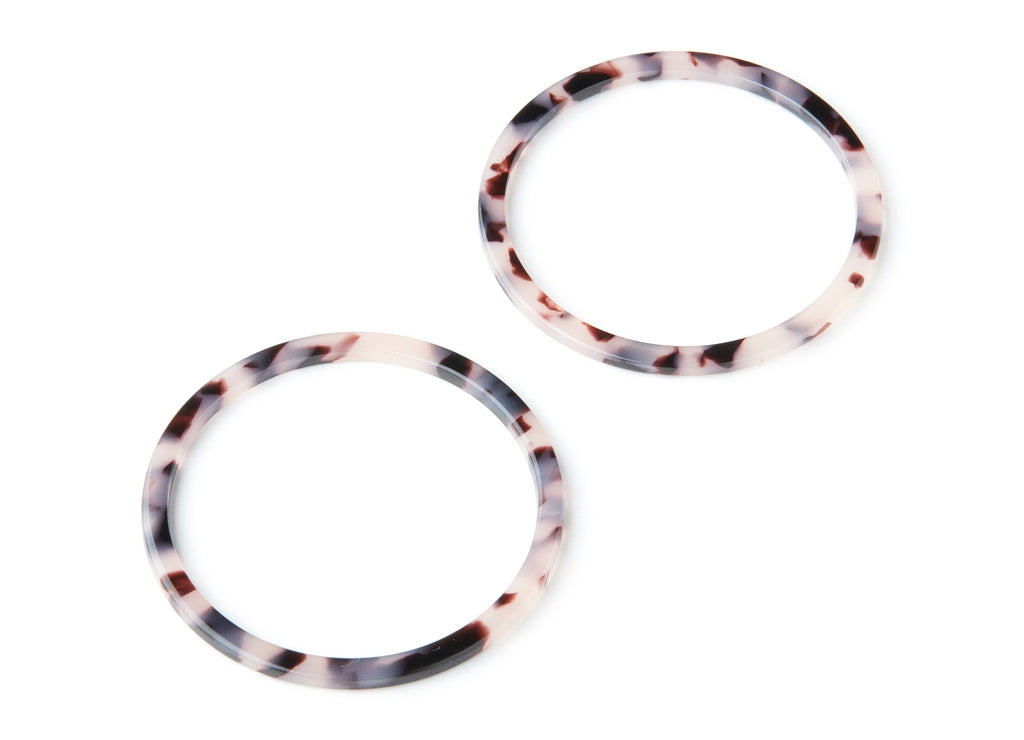 Acetate Hoop Earring Charms - Blonde Tortoise Shell Earrings - Circle Shaped Pendant - Color Code: A06 - 50x50x2.68mm - AC1166S - DOMEDBAZAAR