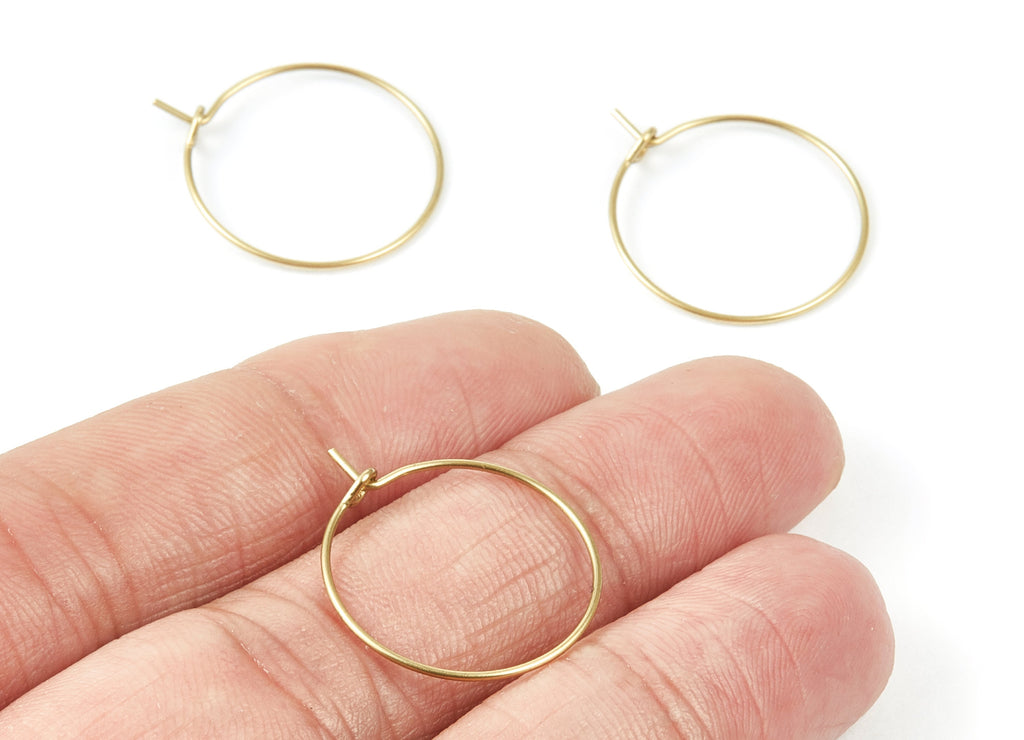 Brass Earring Hoops - Raw Brass Ear Wire 20 - Geometric Earring Findings - Jewelry Supplies - 20x20x0,7mm - PP1501 - DOMEDBAZAAR
