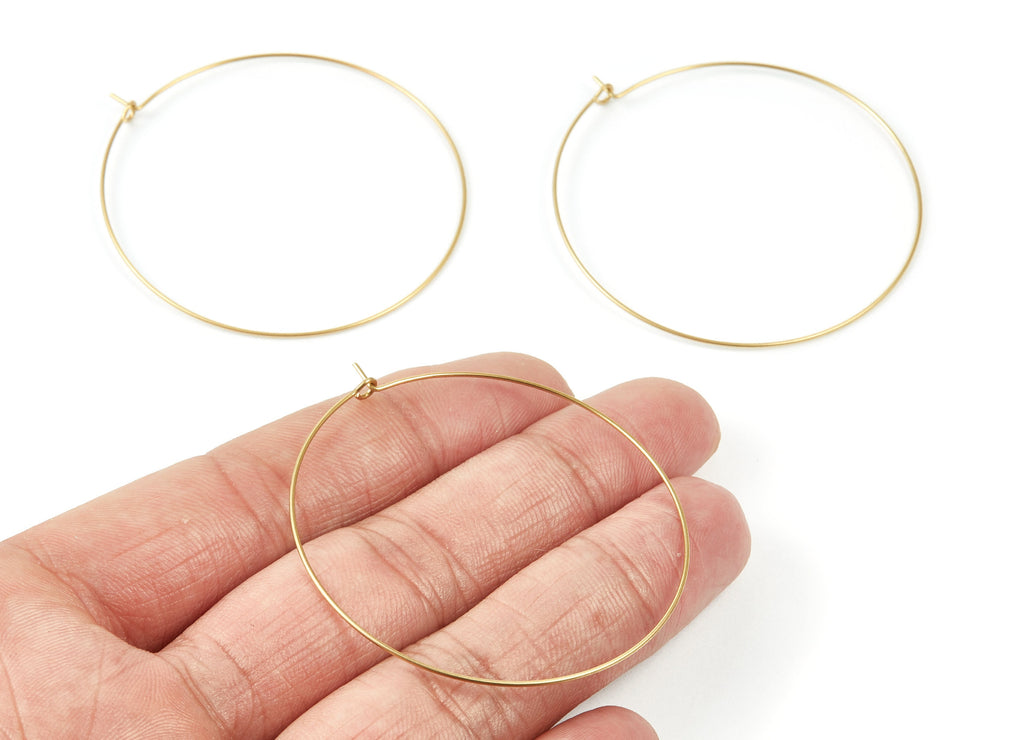Brass Earring Hoops - Raw Brass Ear Wire 50 - Geometric Earring Findings - Jewelry Supplies - 50x50x0,7mm - PP1507 - DOMEDBAZAAR