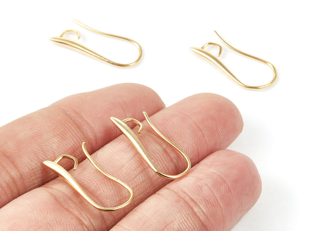 Brass Earring Wires - Brass Earring hooks - 18K Real Gold Plated Ear Wire - Jewelry Supplies - 24x11,15x2mm - RGP1032 - DOMEDBAZAAR