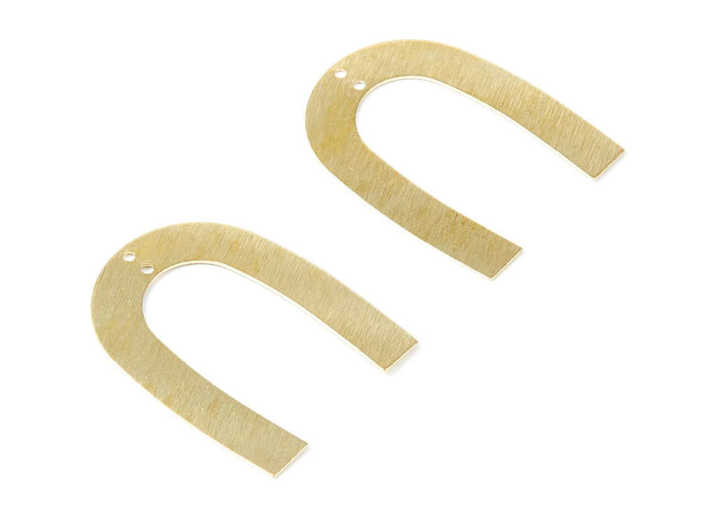 Brass Geometric Charms - Textured U Shaped Raw Brass Connector with 2 Hole - Jewelry Supplies - 35x26.85x0.48mm - PP1826 - DOMEDBAZAAR