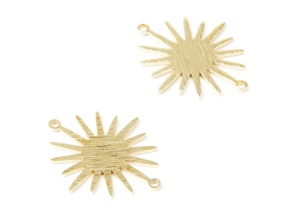 Brass Sun Charms - Textured Sun Shaped Raw Brass Connector with 2 Hole - Jewelry Supplies  - 26.6x22.12x1mm - PP1824 - DOMEDBAZAAR