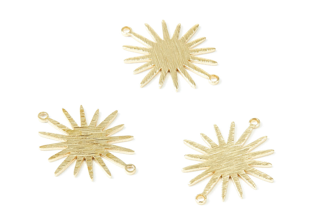 Brass Sun Charms - Textured Sun Shaped Raw Brass Connector with 2 Hole - Jewelry Supplies  - 26.6x22.12x1mm - PP1824 - DOMEDBAZAAR