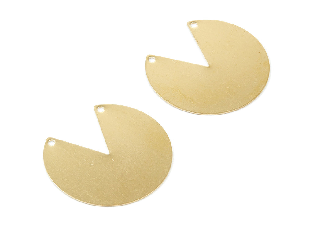 Personalized stamping blank - Brass Notched Circle Charms - Notched Circle Shaped Raw Brass Connector with 2 Holes -  37x34x0,62mm - PP1981 - DOMEDBAZAAR
