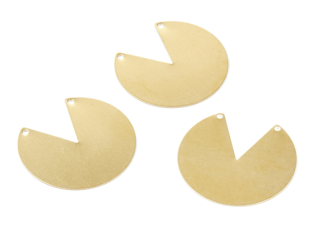 Personalized stamping blank - Brass Notched Circle Charms - Notched Circle Shaped Raw Brass Connector with 2 Holes -  37x34x0,62mm - PP1981 - DOMEDBAZAAR