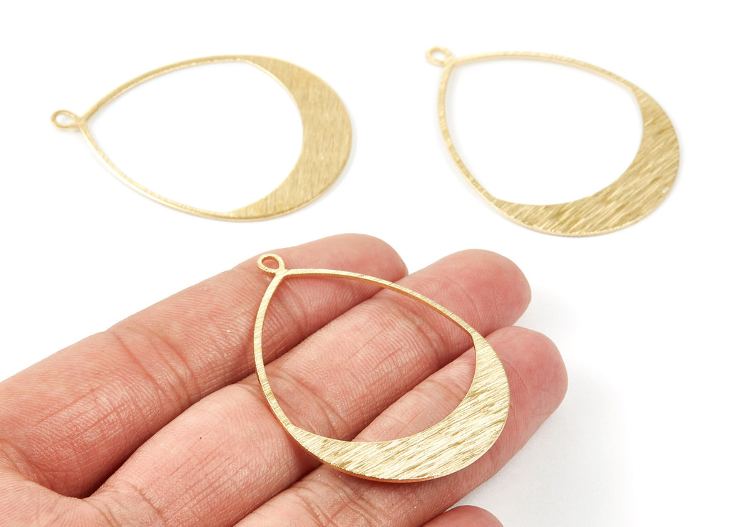 Brass Textured Drop Charms - Textured Drop Shaped Raw Brass Pendant - Earring Findings - Jewellery Supplies - 49,3x35,64x0,83mm - PP2012 - DOMEDBAZAAR