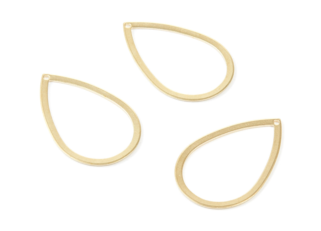 Brass Drop Charms - Drop Shaped Raw Brass Pedants - Earring Findings - Jewelry Supplies - 36.1x23.74x0.79mm - PP2087 - DOMEDBAZAAR