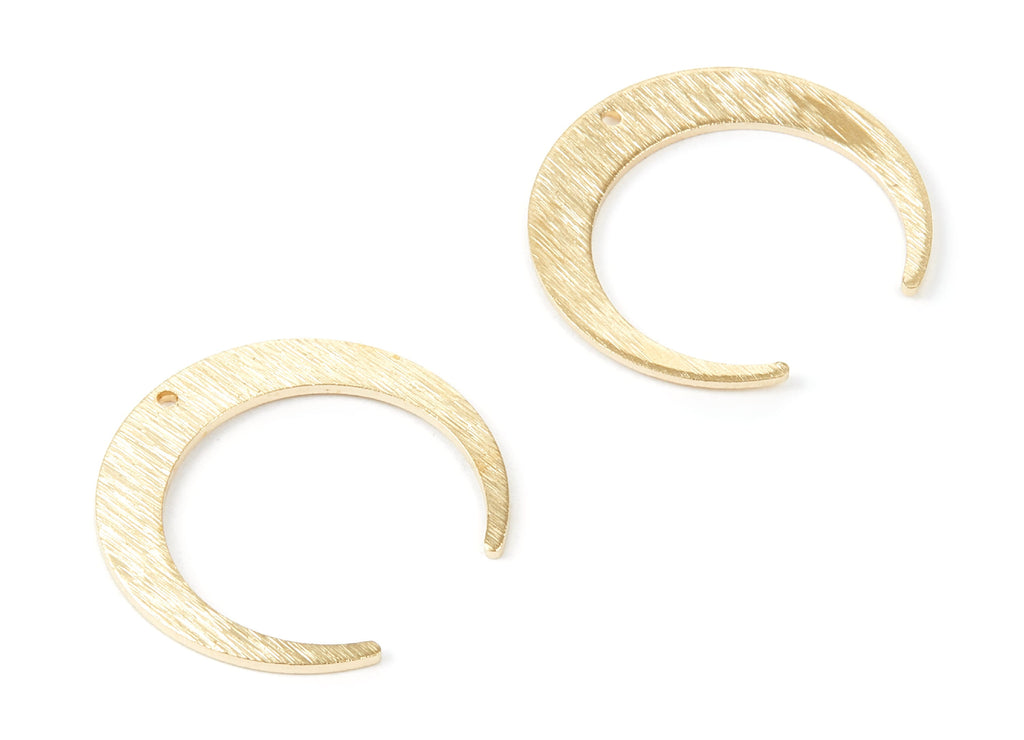 Brass Textured Moon Charms - Textured Moon Shaped Raw Brass Pedants - Earring Findings - Jewellery Supplies - 27.15x25.82x1mm - PP1883 - DOMEDBAZAAR