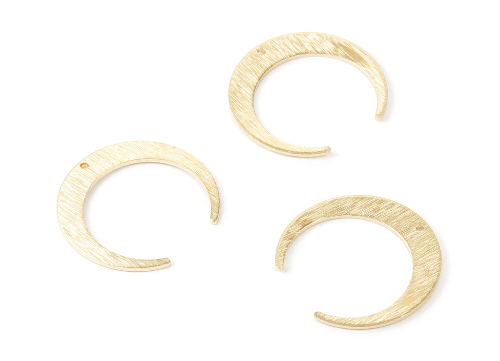 Brass Textured Moon Charms - Textured Moon Shaped Raw Brass Pedants - Earring Findings - Jewellery Supplies - 27.15x25.82x1mm - PP1883 - DOMEDBAZAAR