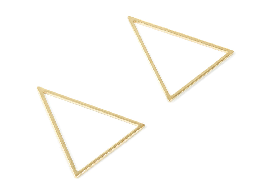 Brass Triangle Charms - Triangle Shaped Raw Brass Pendant - Earring Findings - Jewelry Supplies - 36x30x1mm - PP2122 - DOMEDBAZAAR