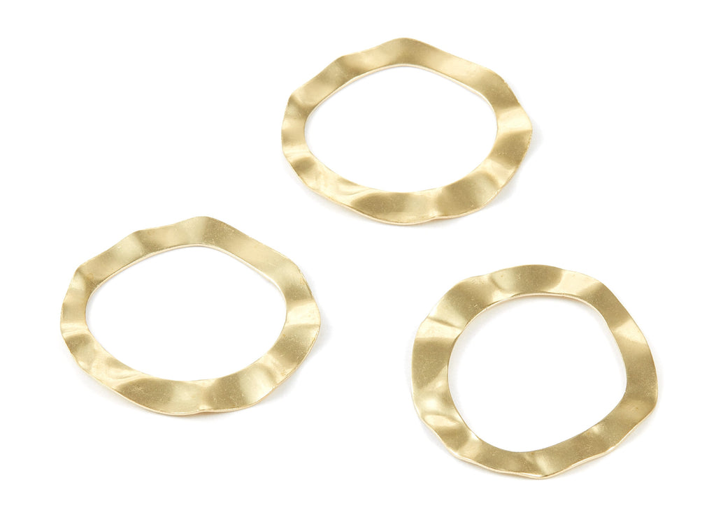 Brass Circle Charms - Wave Circle Shaped Raw Brass Pendant - Earring Findings - Jewelry Supplies - 35.4x34.7x0.7mm - PP2124 - DOMEDBAZAAR