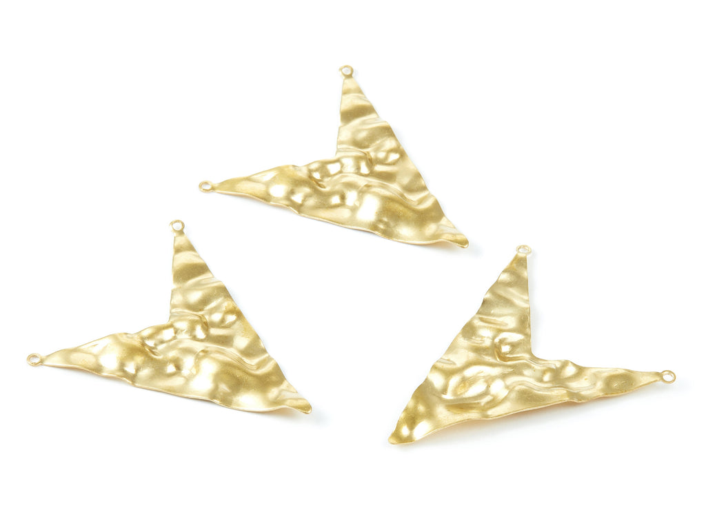 Brass Wavy Sharp Angle Charms - Wavy Sharp Angle  Raw Brass Pendants - Connectors With 2 Holes - Jewelry Supplies - 48,5x41,8x0,8mm - PP2059 - DOMEDBAZAAR