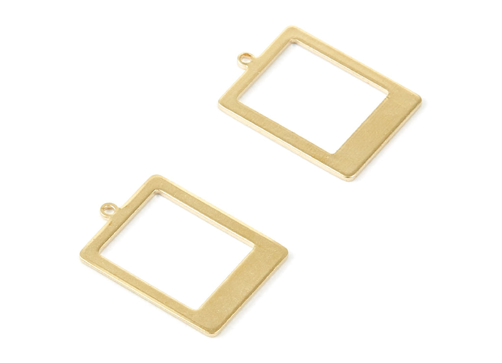 Brass Rectangle Charms - Rectangle Raw Brass Pendant - Earring Findings - Jewelry Supplies - 19.92x14x0.75mm - PP1977 - DOMEDBAZAAR