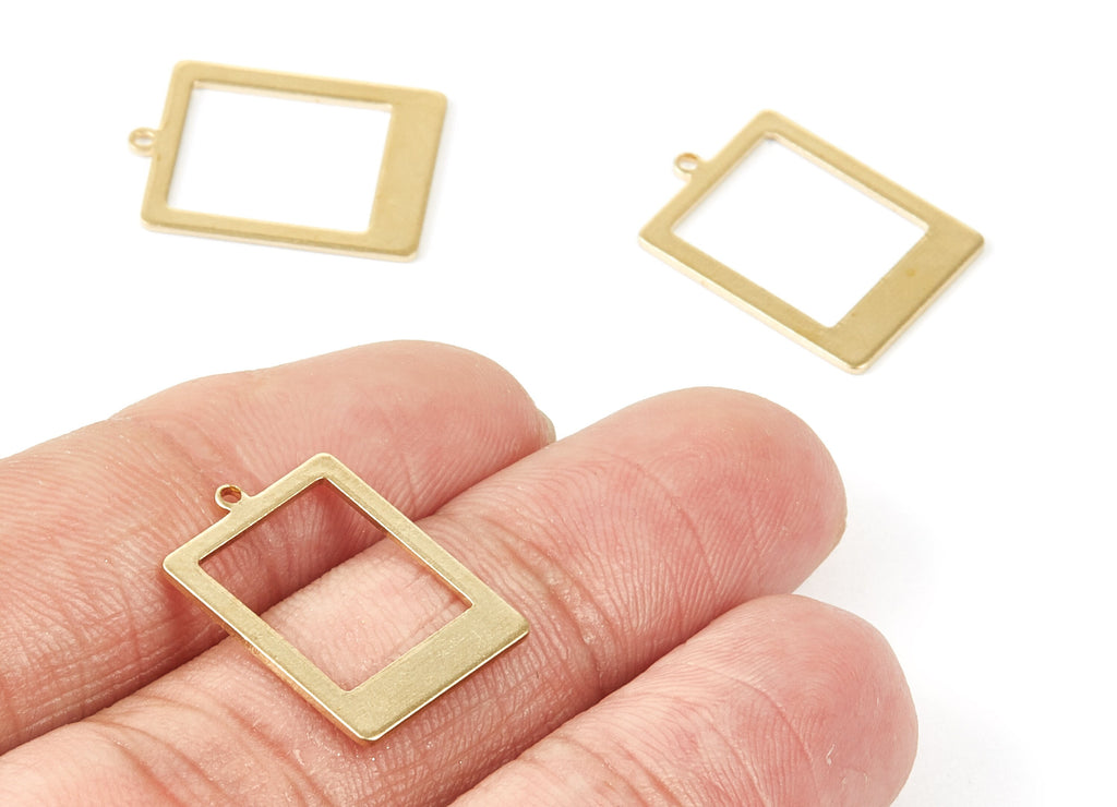 Brass Rectangle Charms - Rectangle Raw Brass Pendant - Earring Findings - Jewelry Supplies - 19.92x14x0.75mm - PP1977 - DOMEDBAZAAR