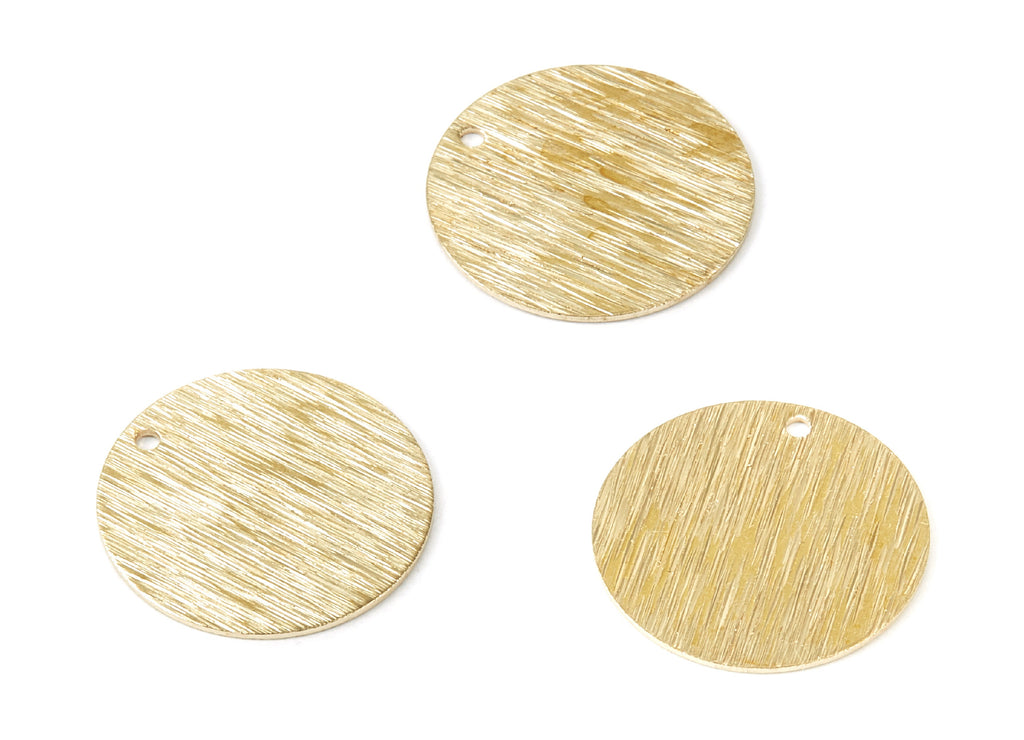 Brass Textured Coin Charms - Textured Coin Shaped Raw Brass Pendant - Earring Findings - Jewelry Supplies - 20.5x20.5x0.63mm - PP1931 - DOMEDBAZAAR