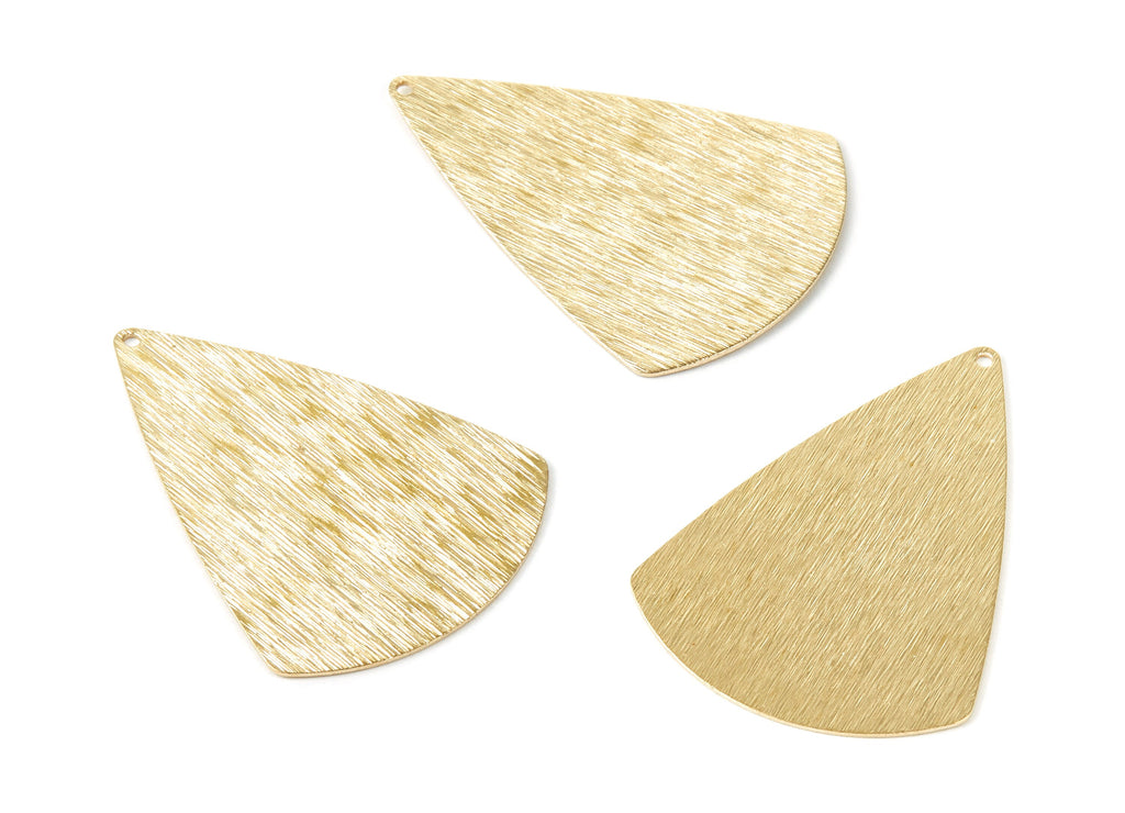 Brass Textured Fan Charms - Textured Fan Shape Raw Brass Pendant - Earring Findings - Jewelry Supplies - 42.5x30.7x0.6mm - PP2100 - DOMEDBAZAAR