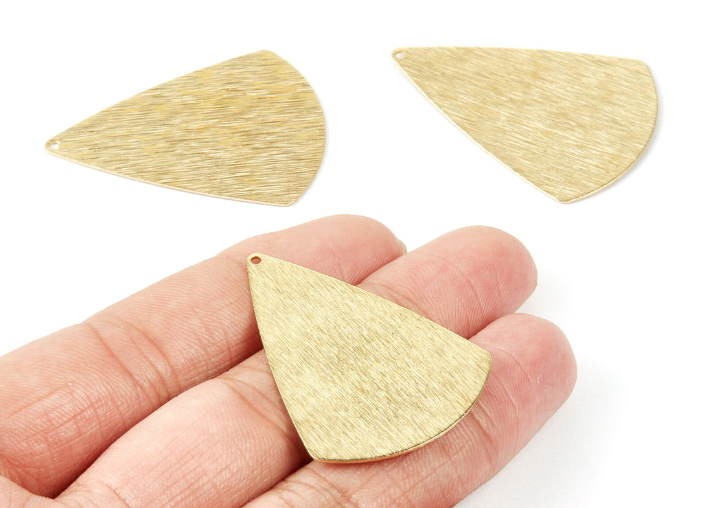 Brass Textured Fan Charms - Textured Fan Shape Raw Brass Pendant - Earring Findings - Jewelry Supplies - 42.5x30.7x0.6mm - PP2100 - DOMEDBAZAAR