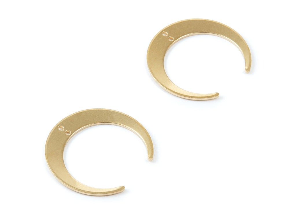 Brass Moon Connector - Moon Shaped Raw Brass Charms- Earring Findings - Jewelry Supplies - 27,18x25,85x1mm - PP1864 - DOMEDBAZAAR